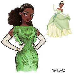 the princess and the frog is wearing green dresses