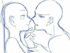 a drawing of two people kissing each other