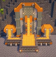 an image of a minecraft castle with gold coins coming out of the gates and stairs