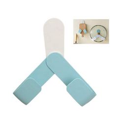 two pieces of blue and white clothing hangers