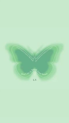 a green butterfly with words on it