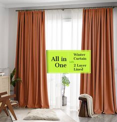 an all in one window curtain with 2 layer liner and winter curtain linings on both sides