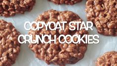 chocolate covered cookies with the words copyotat star crunch cookies on top and bottom