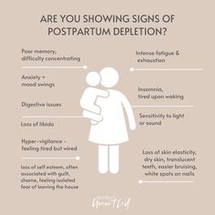 an info poster with the words are you showing signs of postpartum deletition?