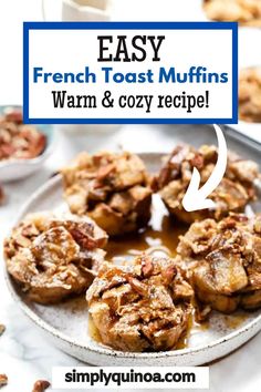 easy french toast muffins with warm and cozy crumbled topping on a plate