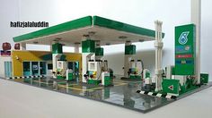 a lego model of a gas station