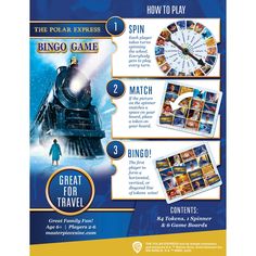 the polar express board game is shown with instructions on how to play it and how to use it