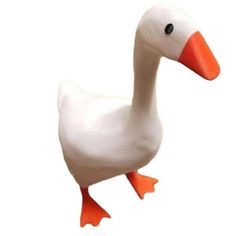 a white duck with an orange beak and legs