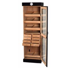 Tower Display Humidor Shelves & Drawers Black Oak HUM-2000BLK Custom Humidor, Humidor Cabinet, Tower Of Power, Home Environment, Cigars And Whiskey, Humidor, Drawer Shelves, Hygrometer, Shelf Unit