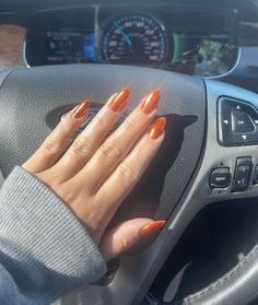 Orange chrome 🎃 . . . . #nails #octobernails #orangechromenails #chromenails #orangenails #holloweennails Orange Chrome Nails Fall, Orange Chrome French Tip Nails, Dark Orange Chrome Nails, Burnt Orange Chrome Nails, Chrome Orange Nails, Dark Orange Nails, Orange Chrome Nails, Orange Chrome, Orange Nail Designs