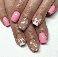 Easter Short Nail Designs, Short Nails Inspiration Spring, Softie Nails, Easter Day Nails, Gel Nail Spring, Easter Acrylic Nails Designs, Cricket Tattoos, Pink Easter Nails, Easter Short Nails