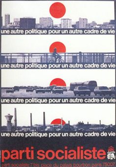 an advertisement for the paris socialite in 1970, with images of cars and people on bicycles