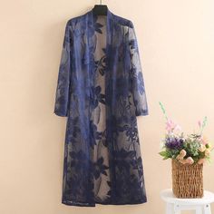 LOVEMI Blazers Blue / 3XL Mid-length hollow sun shawl Summer Shawl, Summer Wraps, Lace Cardigan, Floral Kimono, Summer Blouses, Green Rose, Kimono Sleeve, Mongolia, Botswana