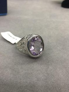 Vintage Sterling Silver Ring Ladies Filigree Light Purple Amethyst Ring Sz 9. Top measures 3/4", sets up off finger approx 3/8".  Size- 9 Weight- 6.9 Stone - Light Amethyst Purple Amethyst Ring, Light Amethyst, Vintage Sterling Silver Rings, Amethyst Ring, Purple Amethyst, Rings Statement, Light Purple, Vintage Sterling Silver, Sterling Silver Ring