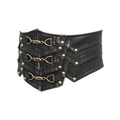 A steampunk faux leather belt tinted bronze with buckles and studs.The buckles can be undone and the drawstring at the back can be readjusted. Product Specifications:Style: PunkFabric: 55% Mucilage Glue, 45% Synthetic Leather Faux Leather Belts, Fashion Now, Leather Belts, Bronze Color, Synthetic Leather, Metal Buckles, Black Belt, Leather Material, Leather Belt