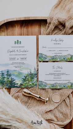 the wedding stationery was done with watercolors and calligraphy