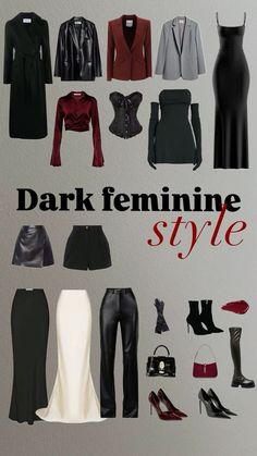 Fall Outfits Dark Feminine, Black Fem Fatale Aesthetic, Sultry Woman Aesthetic, Dark Feminine Wardrobe Essentials, How To Dress Dark Feminine, Dark Feminine Habits, Dark Feminine Personality, Romantic Feminine Aesthetic, Dark Feminine Movies To Watch