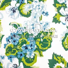 an image of a floral pattern with the words dobby dancer fabrics and wall coverings