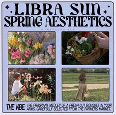 an advertisement for the library's spring aesthetics, featuring pictures of flowers and plants