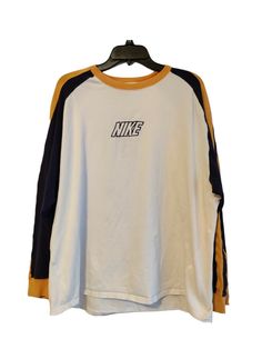 Vintage Nike Long Sleeve T-shirt Embroidered Spell Out Size XL Multicolored. Condition is Pre-Owned. In Excellent Condition. Ships via USPS First Class Mail. See Images For Measurements. Vintage Nike Shirts, Nike Sweater Outfit, Nike Vintage Sweatshirt, Old Nike, Vintage Nike Sweater, Nike Jumper, Brown Hoodie, Nike Long Sleeve, Nike Sweater