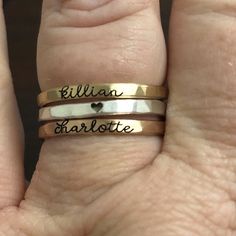 Personalized Name Ring Set Maximalist Name Rings Ring Set | Etsy Handmade Gold Stackable Rings For Anniversary, Handmade Adjustable Stackable Rings As Gift, Minimalist Handmade Engraved Ring For Wedding, Minimalist Handmade Stackable Rings For Anniversary, Handmade Adjustable Rings For Everyday Wear, Unique Adjustable Engraved Ring For Anniversary, Handmade Adjustable Engraved Ring For Everyday, Handmade Engraved Toe Ring For Anniversary, Custom Name Stackable Rings As Gift