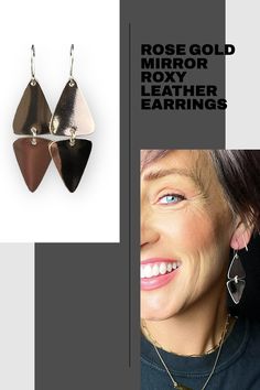 Our Rose Gold Mirror Roxy Leather Earrings will be your new favorite pair of earrings! These gorgeous earrings are crafted from high-shine mirror-like leather. Wear them casually or dress them up; these earrings are sure to turn heads!! -Premium leather -Unbelievably lightweight -Earrings hang from nickel-free hypoallergenic silver-plated hooks -Sizing: 2" Leather Wear