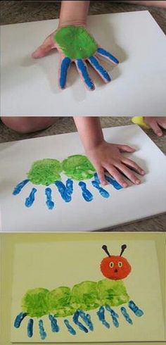 the very hungry caterpillar fingerprint art project for kids to do with their hands