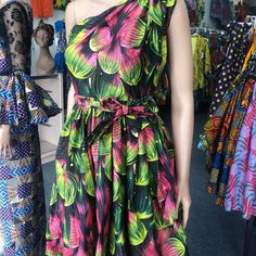 African Ankara Print Women Handmade One Shoulder Handmade Dress Side Zipper Model Is Wearing Size 4 Polycotton Fabric Contact Me For Any Questions About The Dress Dresses African, Polycotton Fabric, Ankara Print, African Ankara, Handmade Dress, Handmade Dresses, African Clothing, Side Zipper, Ankara