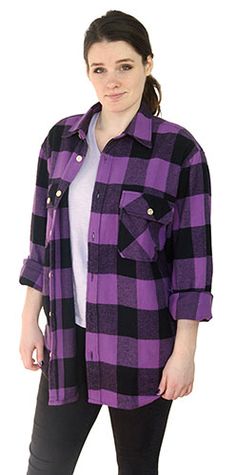 Men's Purple Plaid Flannel Shirt from The Purple Store! Casual Purple Shirt For Fall, Purple Plaid Shirt Outfit, Classic Purple Shirt For Fall, Purple Flannel Outfit, Relaxed Fit Long Sleeve Flannel Top, Relaxed Fit Flannel Collared Top, Purple Fashion Outfit, Flannel Outfits Fall, Grunge Plaid Flannel Shirt