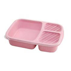 two pink plastic trays with dividers