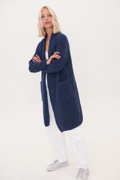 "Knitted with love, full sleeves length cardigan has no closure so it is super cosy to wrap yourself into skin friendly woolen coat. Minimalist scandi style skin soft womens cardigan made of 100% organic merino wool. Ideal choice for those people who has sensitive skin. Luxury merino wool is a lot smoother than normal wool, so it doesn't tickle the skin. Hand knitted sweater with two comfy pockets will keep you nice and cosy for many years. Sustainable organic wool garments are made by Scandinav