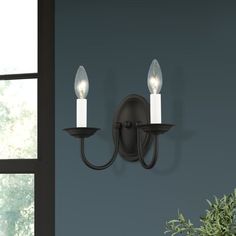 This 2-light wall sconce illuminates your space with ambient light without taking up valuable space on your tabletops. We love its traditional, understated look, which includes an oval backplate, two gracefully curved arms, and two holders - all made from steel with a neutral finish. The two candelabra-style bulbs (sold separately) are exposed, allowing the light to shine undiffused. If you prefer a softer glow, this luminary is dimmer switch compatible. As it is rated for dry or damp locations, Bathroom Pool, Candle Wall, Main Bathroom, Wall Candles, Ambient Light, Light Wall, Dimmer Switch, Pool House, Ambient Lighting