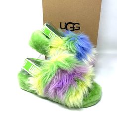 Brand New With Box! 100% Authentic. Same Or Next Day Shipping Msrp: $ 105.00 Save Now! The More You Bundle - The Better Offer You Get! Elastic Strap 1.5" Heel Height Imported; Faux Shearling, Sheepskin, Rubber Best Deal! Send Me A Offer Asap :) Trendy Green Synthetic Slippers, Green Slip-on Fun Sandals, Fun Green Slip-on Sandals, Trendy Green Slides With Cushioned Footbed, Green Uggs, Green Slides, Yellow Slippers, Red Nike Shoes, Slipper Shoes Women