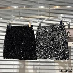 Olivia Mark - Sparkling Sequin Bodycon Mini Skirt Black Velvet Shorts, Short Pollera, Bodycon Mini Skirt, Bodycon Pencil Skirt, Wrap Around Skirt, Bodycon Skirt, Half Skirt, Sequin Shorts, Elegant Skirt