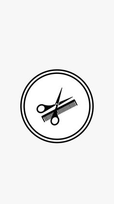 a pair of scissors and combs are in a circle on a white background with black trim