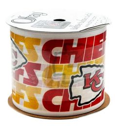 a roll of ribbon with the kansas chiefs logo on it and letters printed on it