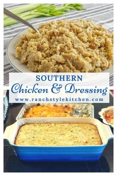 southern chicken and dressing recipe collage