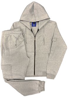 The new fleece jogger suit is both stylish and durable. It features a warm cotton blend which feels comfortable when worn. The zippers add on to the style with cargo pockets based jogger bottoms which complement contemporary fashion. The outfit is suitable for activewear during winters, casualwear around the house or even for a goodtime get together with family and friends. About this item1.Matching 2-piece Fleece jogging suit with jogger sweatpants and fleece sweat jacket2.Sweatpants with cargo