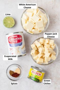 ingredients needed to make cheese salad on a table