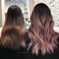 Pink Brown Hair Balayage, Rose Pink Balayage, Pastel Pink Balayage Brunette, Professional Hair Color For Work, Dusty Pink Balayage, Dusty Mauve Hair Color, Rose Brown Balayage, Mauve Hair Color