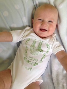 Organic Sleepy sloth baby grow, hand screen printed with eco-friendly inks. by boodleboutique on Etsy https://www.etsy.com/listing/191306008/organic-sleepy-sloth-baby-grow-hand Sloth Onesie, Screened In Porch Furniture, Sloth Life, Eco Baby, Getting Ready For Baby, Eco Friendly Baby, Baby Sloth