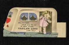 Trailer Valentine Glamping Trailer, Camping Pillow, Camping Photo, Vintage Rv, Camping Pillows, Vintage Campers Trailers, Vintage Caravans, Vintage Valentine Cards, Vintage Campers