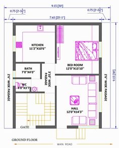 a floor plan for a house with measurements