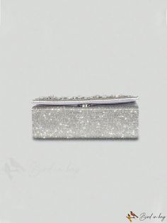 BirdinBag - Elegant Rhinestone Silver Box-Shaped Evening Clutch - Ideal Bridal Purse for Weddings, Proms & Parties Sparkling Crystal Evening Bag For Wedding, Crystal Rectangular Evening Bag For Weddings, Silver Bedazzled Evening Bag For Events, Rectangular Crystal Evening Bag For Wedding, Silver Crystal Rectangular Evening Bag, Rectangular Silver Crystal Evening Bag, Glamorous Bedazzled Evening Bag For Wedding, Silver Rectangular Evening Bag With Bling, Crystal Evening Bag For Wedding