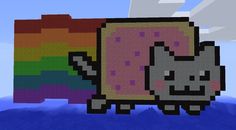 a pixel art image of a rhino in front of a rainbow - colored background with clouds