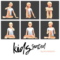 six different poses of a person sitting in the middle of four squares with their arms crossed