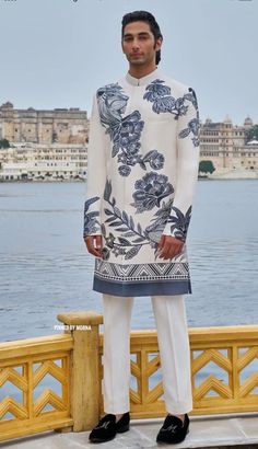 Manish Malhotra - India Shalwar Kameez Designs, Kameez Designs, Block Printed Textiles, Mens Kurta Designs, Indian Designer Suits, Wedding Outfit Men, Blonde Boys, My Partner