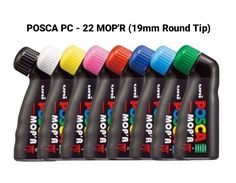 six different colors of ink are shown in this image with the text posca pc - 22