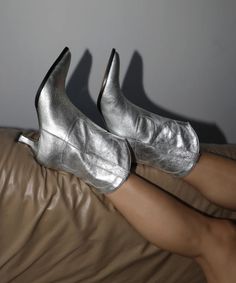 ANGEL BOOTIES SILVER METALLIC LEATHER – Dolce Vita Silver Ankle Boots, Kitten Heel Ankle Boots, Silver Heel, Silver Boots, Spot Lights, Silver Heels, Leather Silver, Mid Calf Boots, Kitten Heel