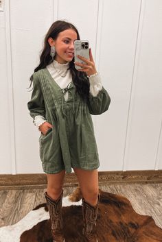 Step out in this Crazy Girl Denim Romper in Olive! Perfect for any western adventure, this romper is made from high-quality denim and features a flattering fit. Material: 75% Cotton 25% Polyester Fit: True to size-model wearing small Romper In Winter, Long Sleeve Denim Jumpsuit, Denim Short Romper, Punchy Outfits, Jean Romper, Closet Candy, Short Romper, Denim Romper, Crazy Girls